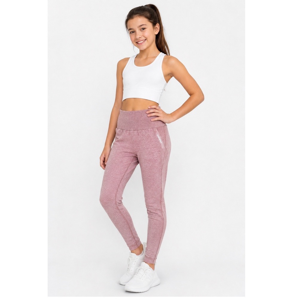 Gymshark Girls Seamless Leggings Pink Mauve High Waisted Small Activewear Kids